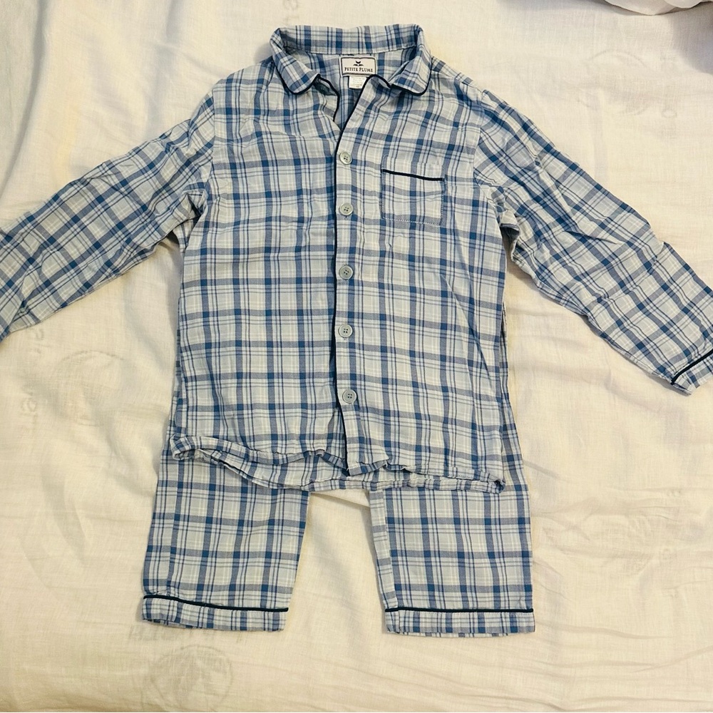 Boys Petite Plume Cotton Check Pajamas Size 10